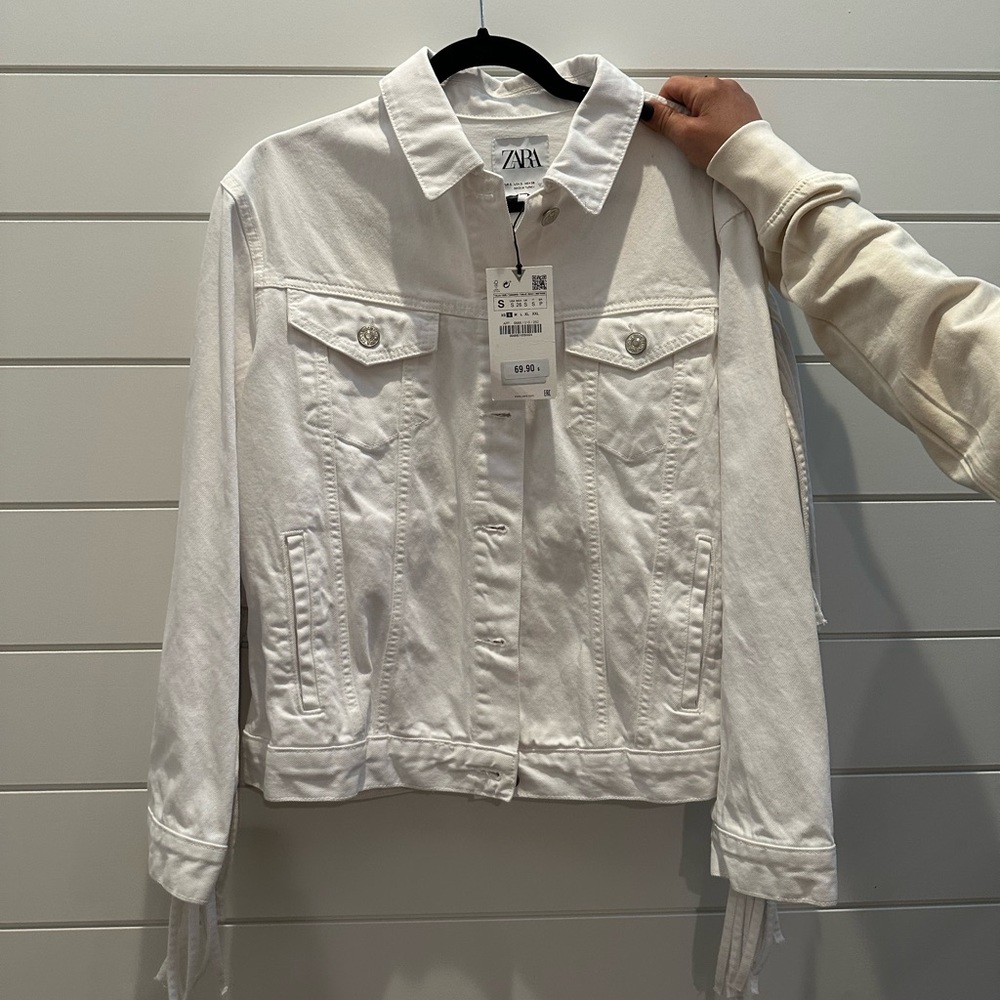 White Fringe Jean Jacket